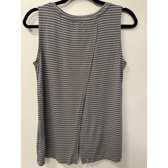 Old Navy Gray and White Striped Sleeveless Tank Open Vent Back Small - Picture 2 of 6